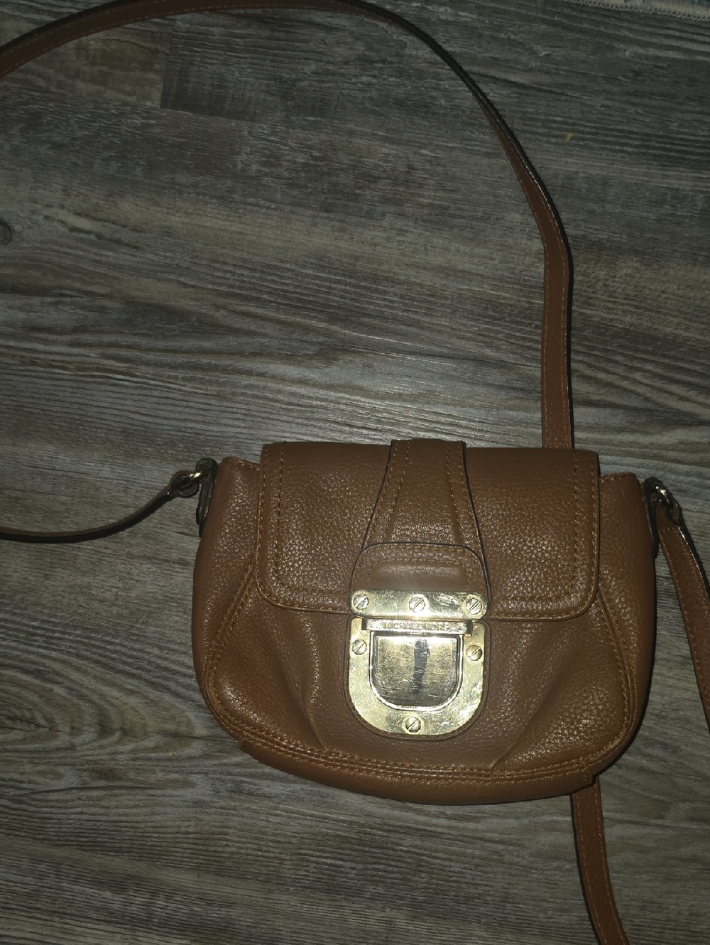 Michael Kors Brown Leather Crossbody with Gold Hardware